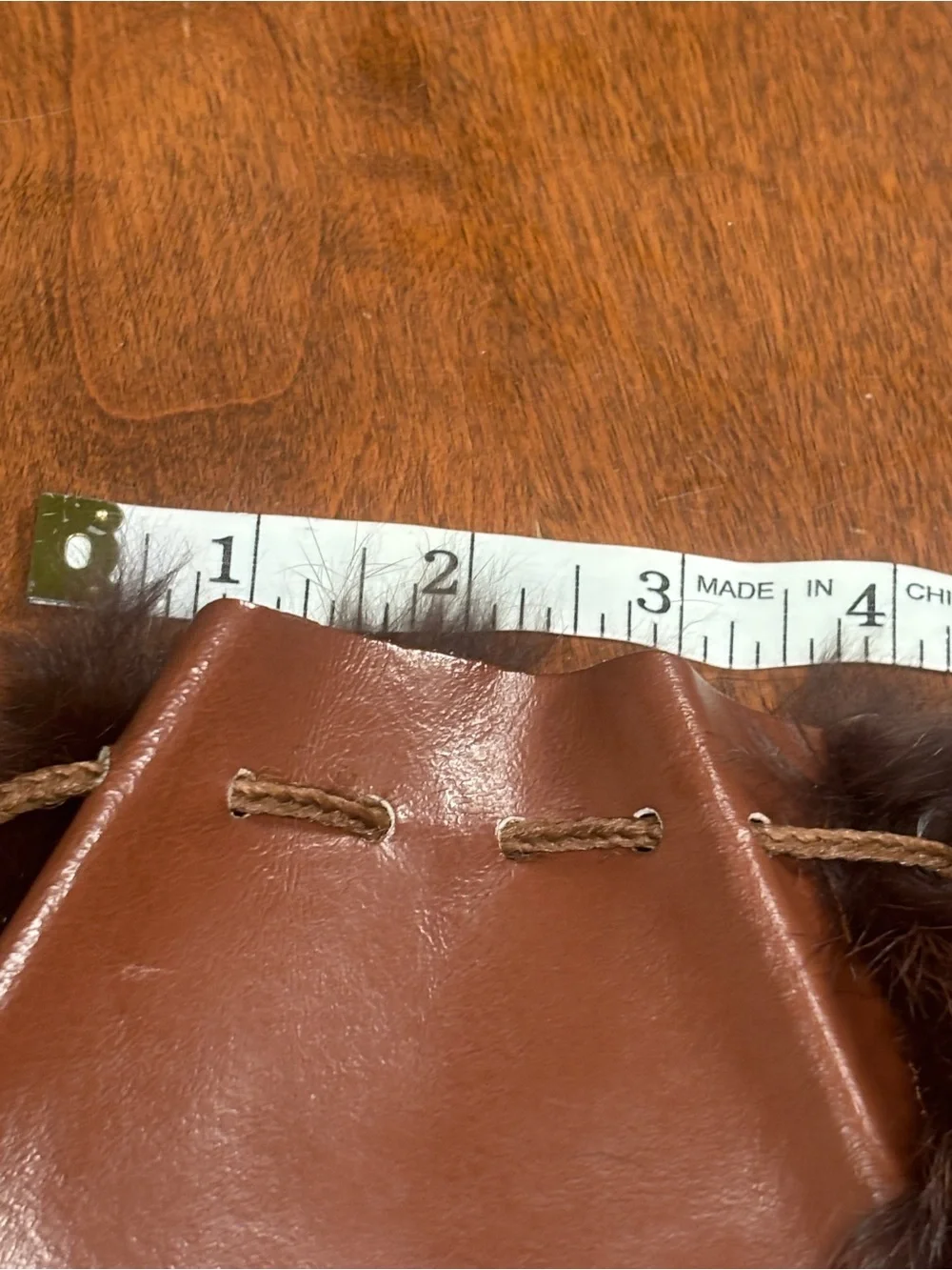 VINTAGE GENUINE FUR & LEATHER DRAWSTRING SPORRAN POUCH